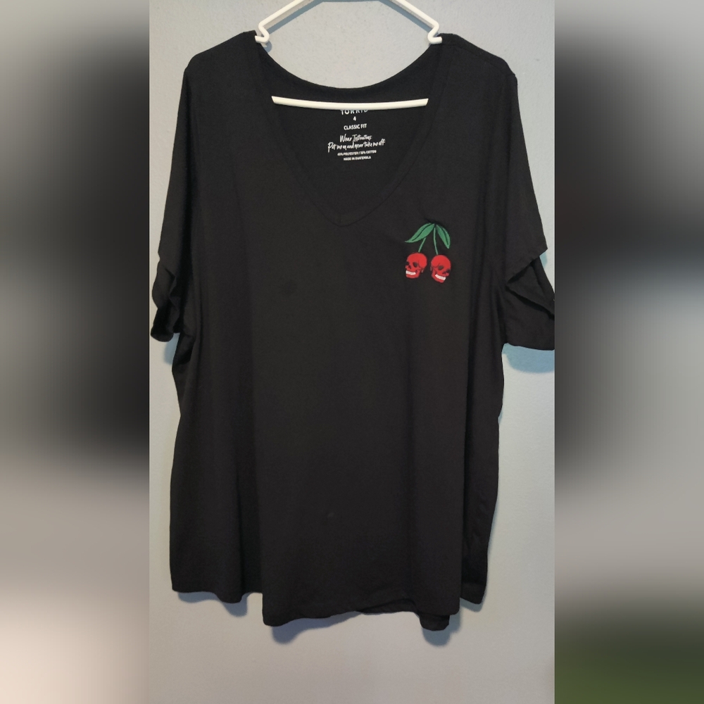 Cherry Skull Embroidered Tee